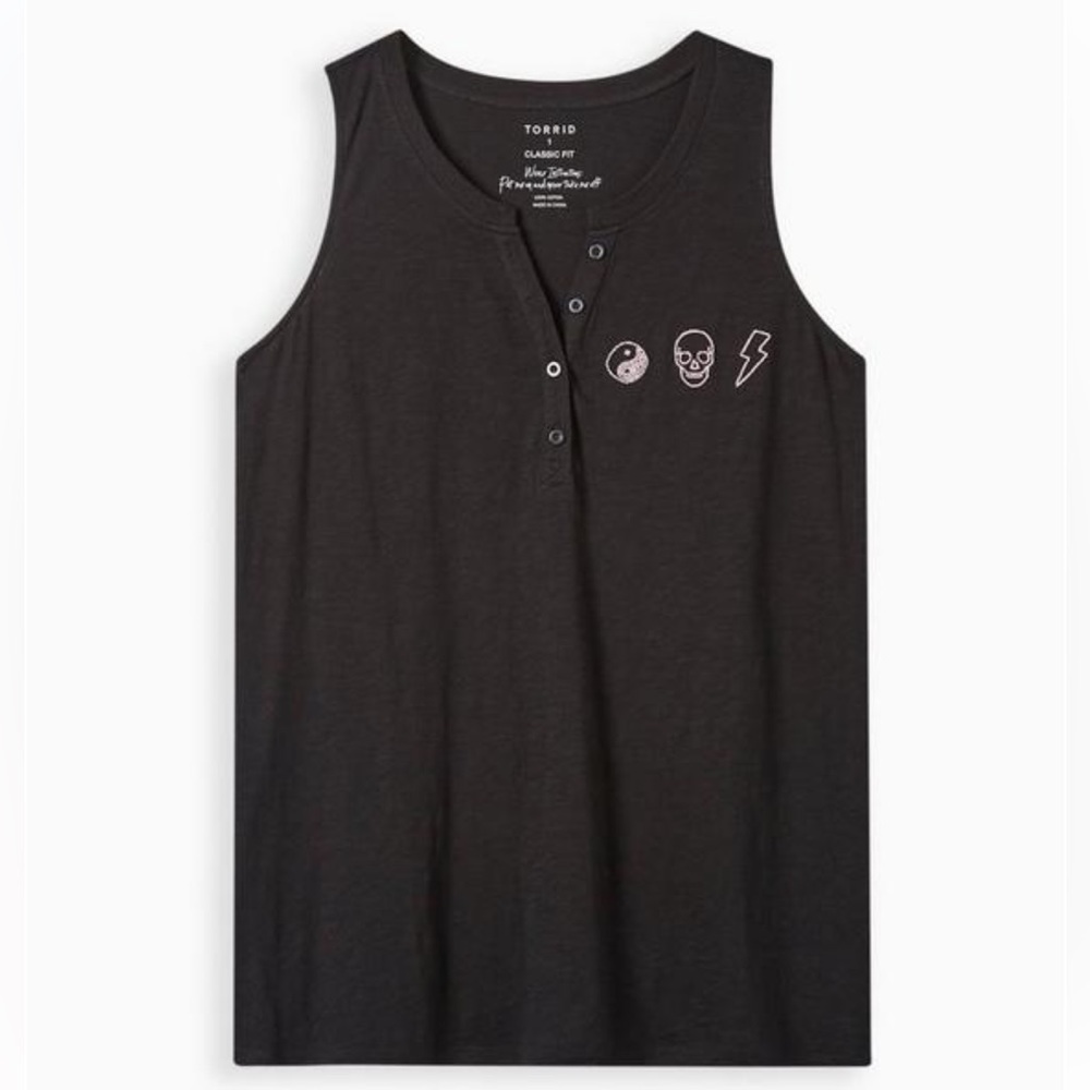 Torrid Graphic Classic Fit Heritage Slub V-Neck Henley Tank